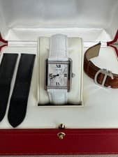 Cartier Tank Solo White Logo Christmas Limited Watch Quartz Extra Straps Buckle