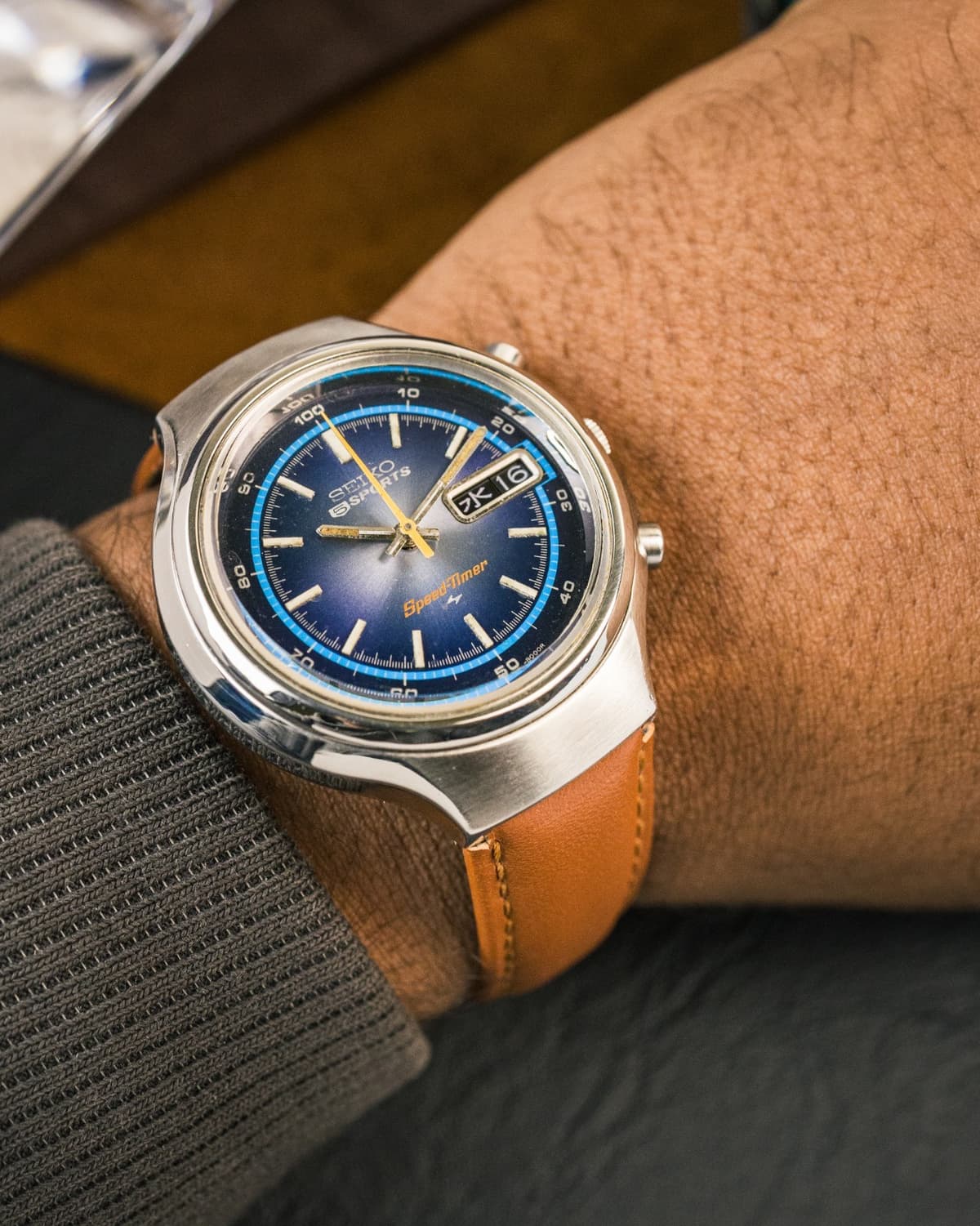 Vintage Seiko 5 Sports Speed-Timer Flyback - 7015-8000 - Navy Dial - 1972 JDM