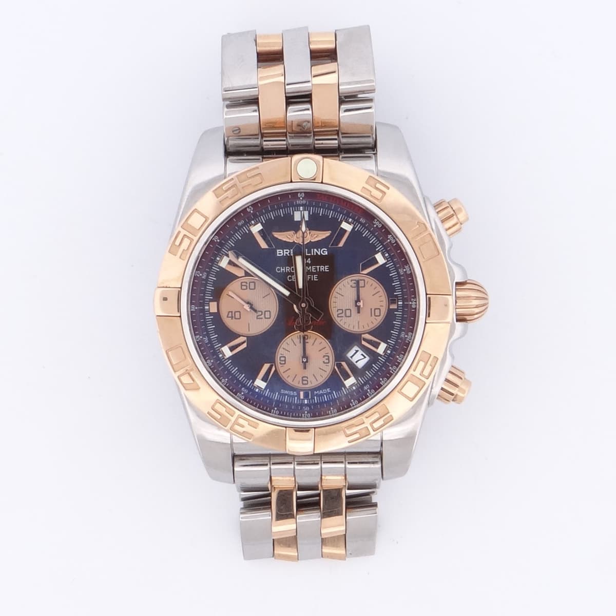 Breitling CB0110 Chronomat Rose gold/Steel Brown Baton Dial