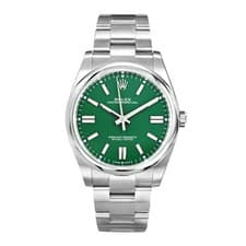 Rolex Oyster Perpetual 41 Watch 41MM Green Index Hour Markers Dial Stainless ...