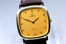 [Near MINT] Omega De Ville 195.3378 Quartz Gold Dial Square Men's From JAPAN
