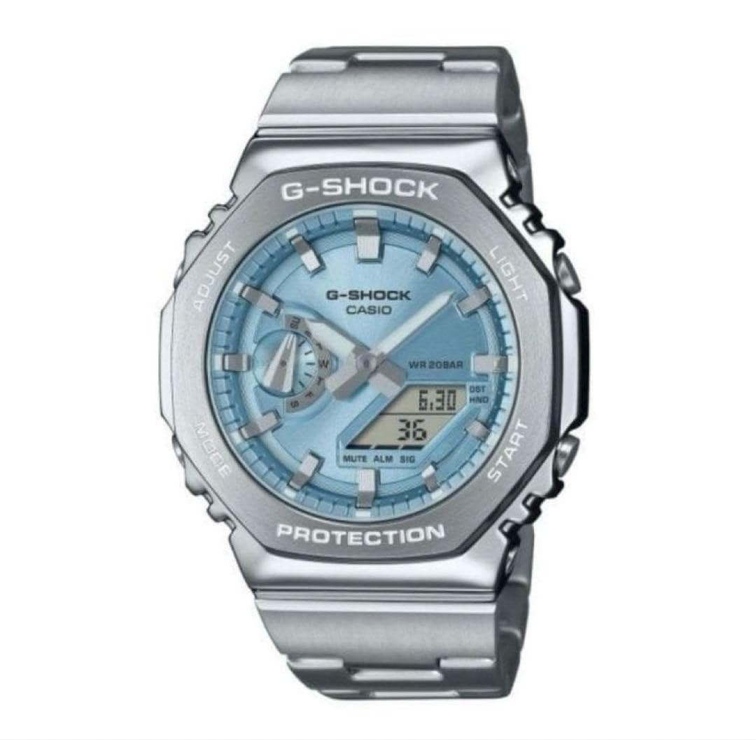 G SHOCK GM 2110D 2AJF Watch Timepiece Metal Band Silver Dial Blue
