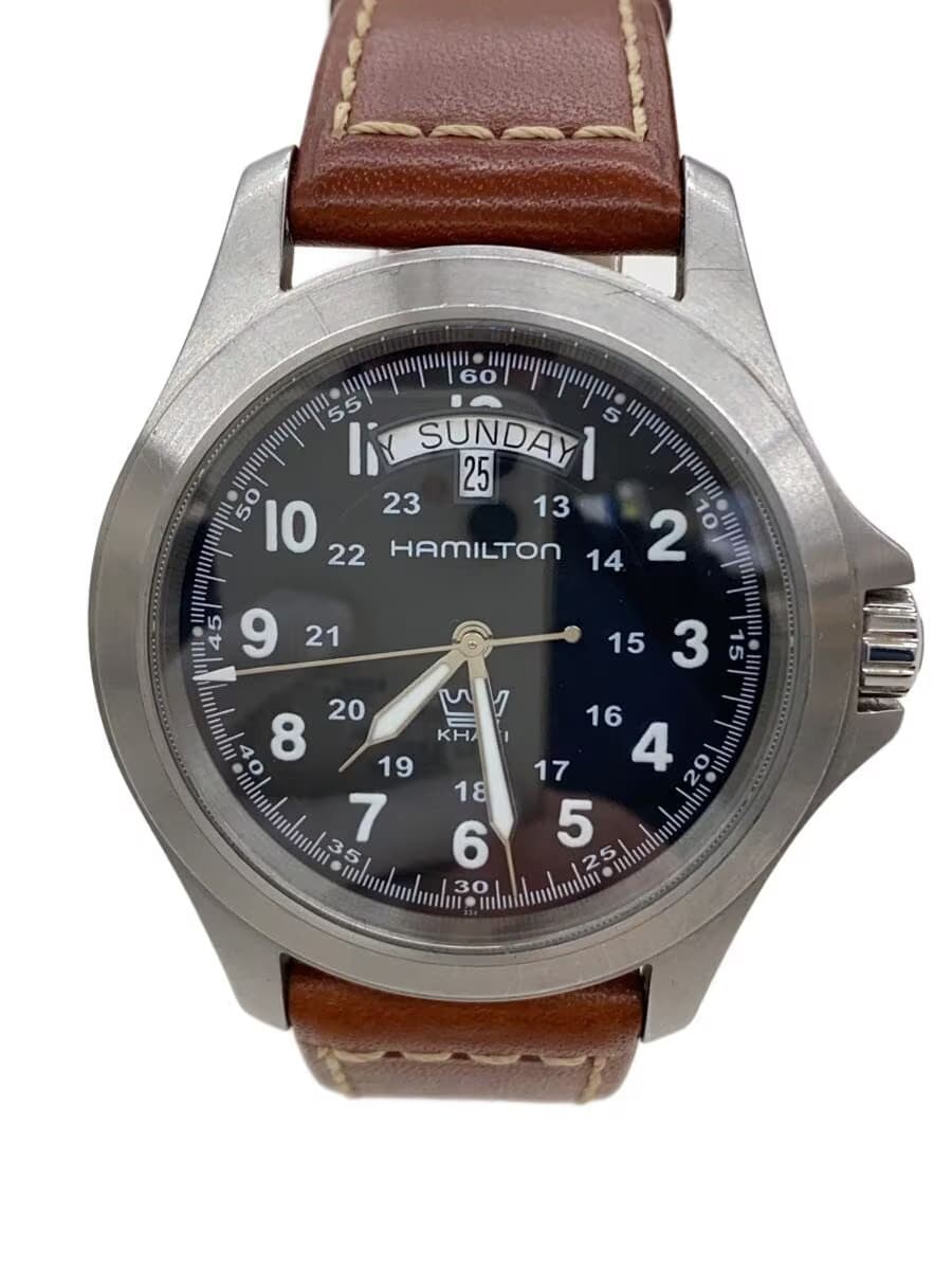 HAMILTON Quartz Watch Analog Leather BLK BRW H644510