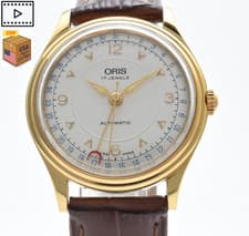 Vintage [NEAR MINT] Oris 7403 Pointer Date Gold 35mm Men's Automatic Watch JAPAN
