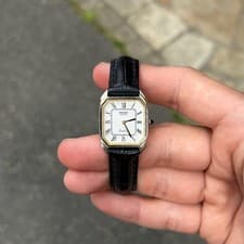 Vintage SEIKO Exceline Tank Style Watch Roman Dial Quartz Gold Silver Unisex JP