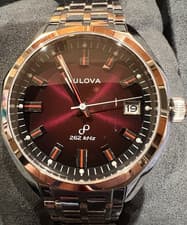 Bulova Jet Star Precisionist Quartz 40mm Red Sunburst Dial Date Steel Bracelet