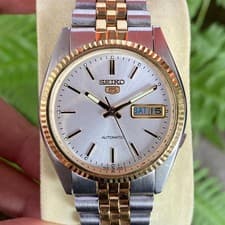RARE Seiko President SNXJ90 Automatic 7009-3110 White Dial TwoTone Vintage Watch