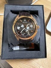 Bulova Curv 44mm Gold-Tone Stainless Steel Watch Case Men’s Chronograph NIB