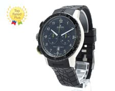 [ w/Case] EDOX Chronolary 10305 Date Black Chronograph Quartz Men's Watch JAPAN