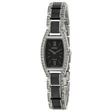 Seiko Women's SUP223 Solar Two-Tone Black Dial Watch MSRP $275