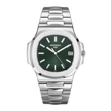 Patek Philippe Nautilus Watch 40MM Green Index Hour Markers Dial Stainless Steel