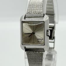 DOXA 10-088-53 277133 Silver Manual Winding Ladies Antique Watch Authentic