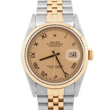 LNOS UNPOLISHED PAPERS Rolex DateJust NO-HOLES 36mm Champagne 16233 Watch BOX