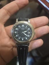 Vtg Seiko Quartz Black 24 Hour Dial  Military Field Style Watch 5Y22-8A79 R1