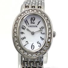 Seiko Credor Signo GSTE919 1E70-0AB0 Quartz White Shell Diamond Bezel Women