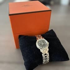 HERMES Clipper Quartz Watch Silver Dial