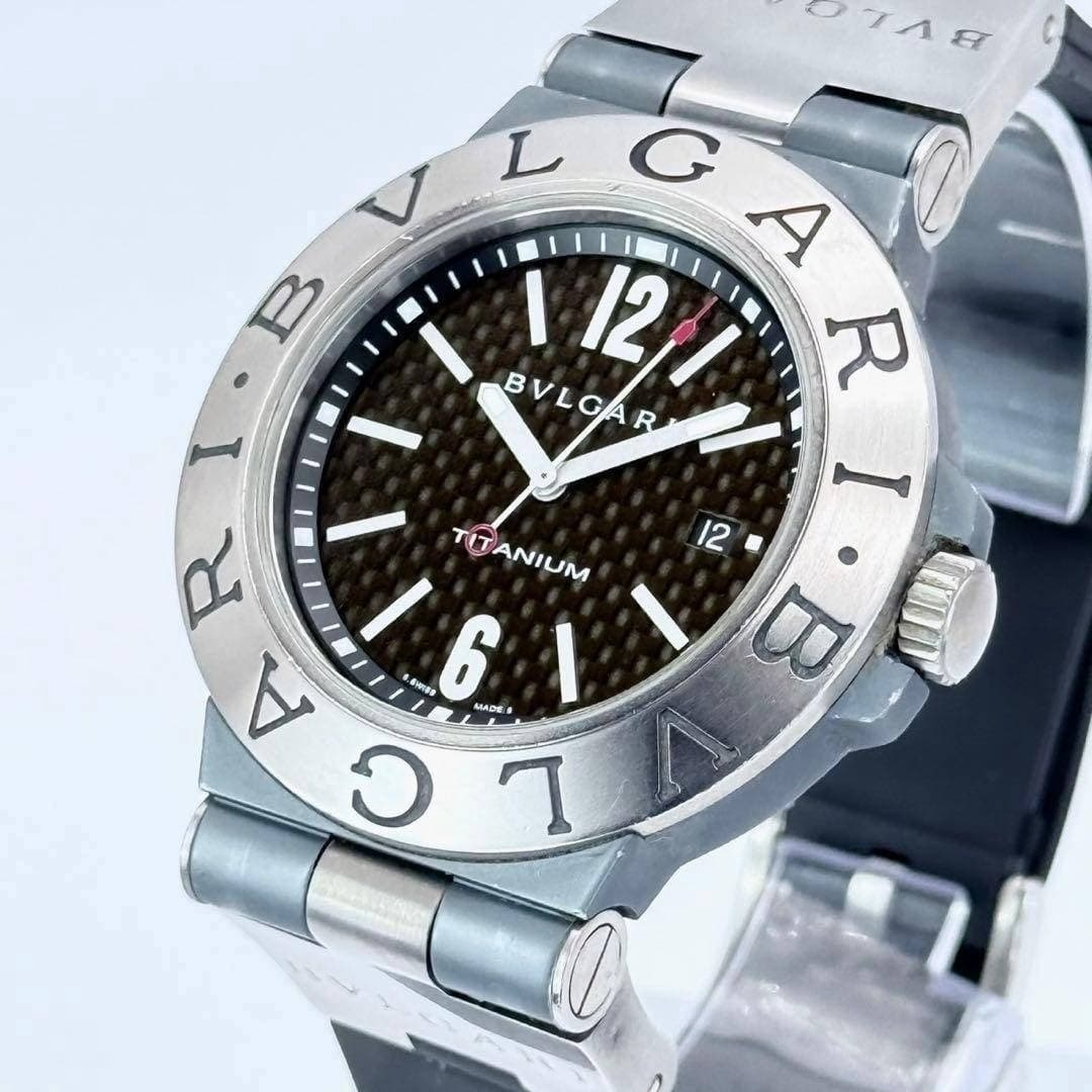 Exc+5 BVLGARI Diagono Titanium TI44TA Automatic Date Men's Watch 44mm w/Box Used