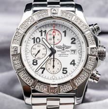 Breitling Super Avenger Diamond FACTORY $12K MSRP Diamond Complete Set A13370