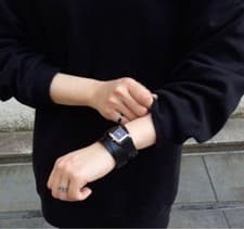 GIVENCHY GV5200s Wristwatch Black Leather Long Belt Unisex Timepiece Elegant