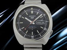 Seiko 5 Sports 6119-6020 37.5mm SS Black Dial Inner Bezel 1969