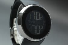 [NEAR MINT] GUCCI I-GUCCI 316L 114-2 45mm Black GG Rubber Digital Men's Watch