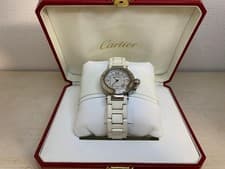 Cartier Pasha Seatimer Ladies Quartz White Dial 33mm Stainless Steel Rubber