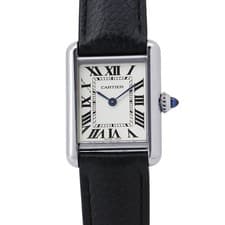 CARTIER tank mast SM H29.5mm W22mm Stainless Steel/Leather Silver Dial WSTA0042