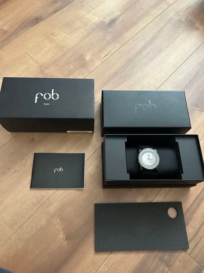 Rob Black Skeleton Manual Winding Watch Black Leather Box Included