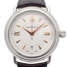 AEROWATCH Automatic Men's Watch, White Dial, Genuine Leather Strap, 60900-2