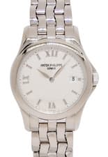 Patek Philippe Calatrava 18k White Gold Ladies 28mm Quartz Watch +Papers 4906/1G