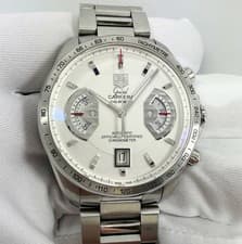 Tag Heuer Grand Carrera CAV511B 43MM Silver Dial Stainless Steel