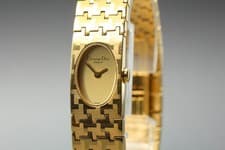 Christian Dior D70-150 Gold Dial 15mm Bangle Quartz Women's Watch [Near MINT]