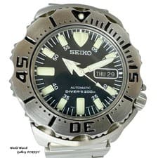SEIKO Black Monster Men's Watch 7S26-0350 Automatic Diver's 200M Authentic