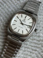 OMEGA Seamaster TV Screen Silver Automatic Date Square Men's Original Crystal