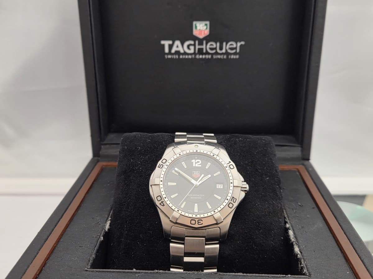 Tag Heuer Aquaracer. WAF1110. Full Size Gents Swiss Watch. Black dial. Boxed.