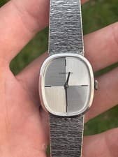 Vintage 1970s Longines Ellipse 10k White Gold Filled Manual