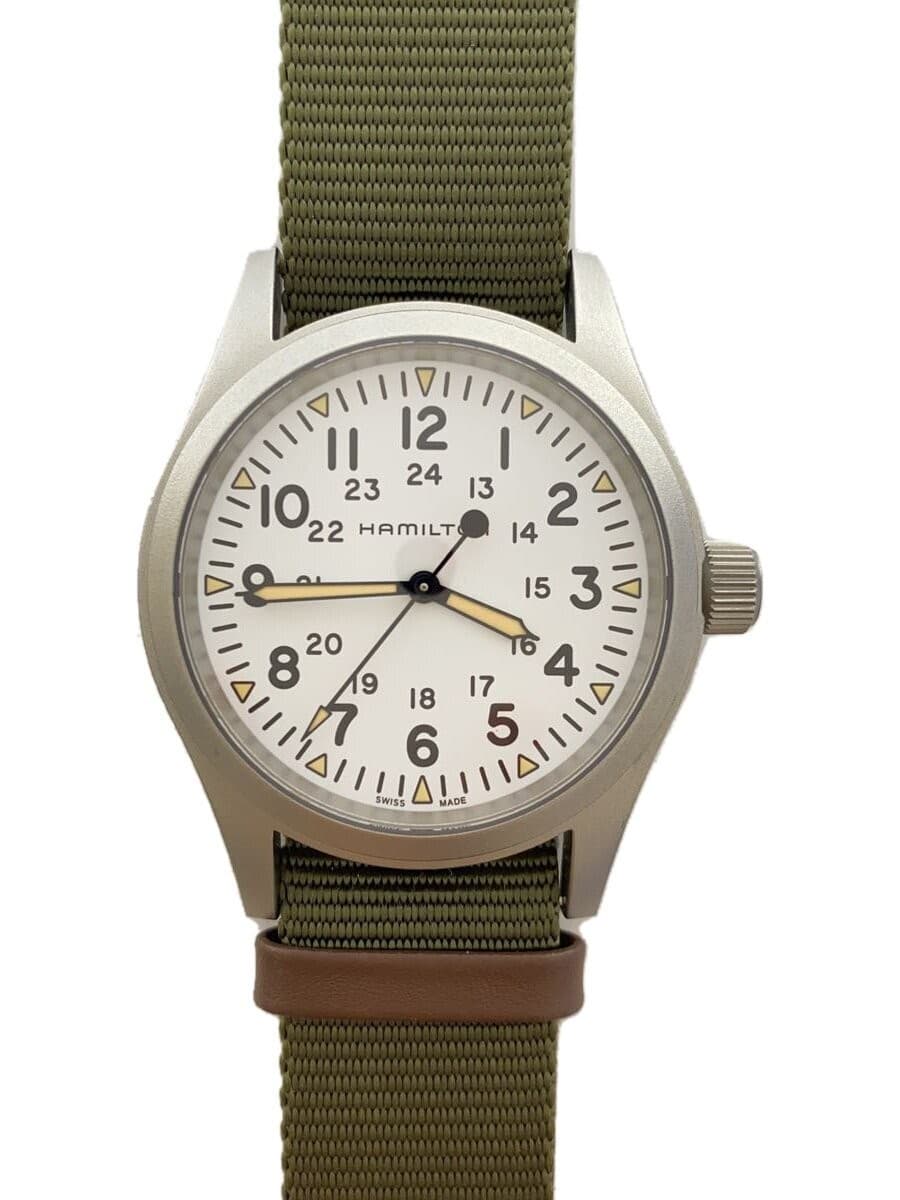 HAMILTON Manual Wind Watch Khaki Field Mechanical Analog Nylon KHK H694390