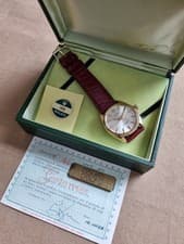 Rolex 1005 Oyster Perpetual 34 Yellow Gold 18K Silver Dial 1560 Full Set 1964