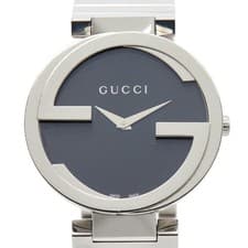 Gucci Interlocking G Watch 133.3 Quartz Men's Steel Black Dial