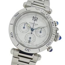 Cartier watch, brand Pasha chronograph, automatic winding, stainless steel (SS)