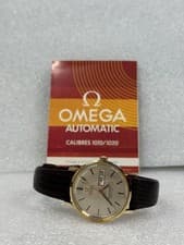 Vintage 1960s Omega Seamaster De Ville Watch 14K Gold Bezel & Lugs Original Band