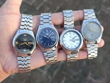 Vintage Lot of 4 Seiko 5 Automatic Day-Date SS Men's Japanese Wristwatches