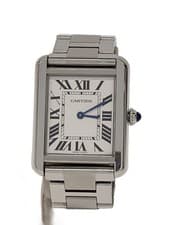 Cartier Women's Wrist Watch Quartz Tank Solo Analog Stainless WHT Used
