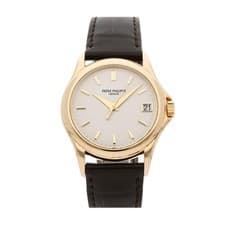Patek Philippe Calatrava Yellow Gold Auto 37mm Silver Dial Strap Watch 5127J-001