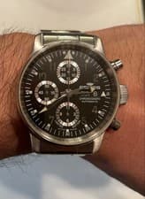 FORTIS Flieger Classic Chronograph Triple Calendar Black Dial SS Men's Watch