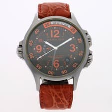 Hamilton H776650 Khaki Air Race GMT Black Dial Leather Automatic Men's Watch