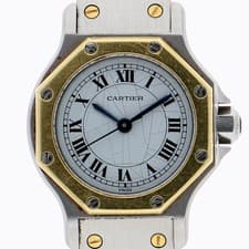 CARTIER 866674 Santos Octagon WATCH white SS/YG AT