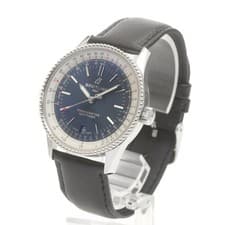BREITLING NAVITIMER A17325 38mm SS Leather Navy Dial Automatic Date #C373