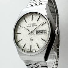 Seiko Grand Quartz 4843-8050 Snow Dial Day Date Vintage Watch 1976 Japan