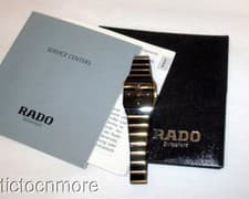 RETRO RADO ANATOM JUBILE WATCH DIAMOND NUMERALS BLACK DIAL LDS BLACK & GOLD